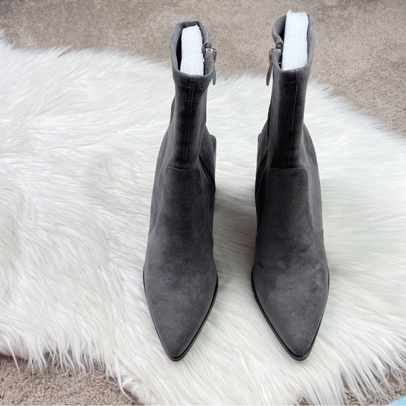 New Steven New York by Steve Madden Taite Pointed Toe Booties in Gray Faux Suede - Picture 6 of 10